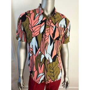 Volcom Men's Pleasure Cruise Tropical Leaf Button Down Shirt L